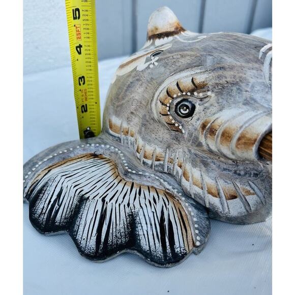 New Hand Carved Wooden Elephant Wall Hanging Costa Rica Jungle Animal Pura Vida - Picture 15 of 16